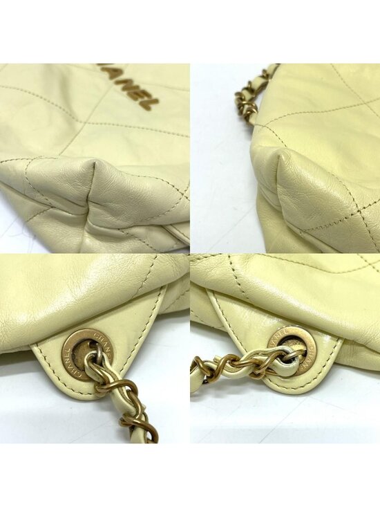 Chanel Backpack 22 Small Chain Leather Yellow main image 7